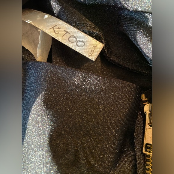 KTOO High waist zip up black iridescent shiny leggings -medium - Picture 2 of 3